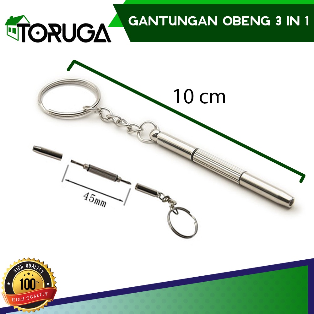 Gantungan kunci obeng 3in1 plus minus mini Screwdriver Reparasi Kacamata keychain