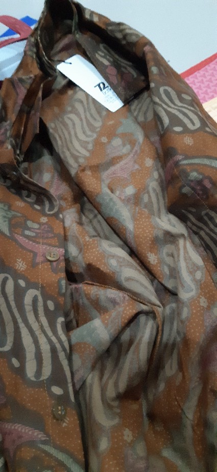 Kemeja Batik Pria Lengan Pendek Premium Motif Parang Warna Orange 729642 Cap 72