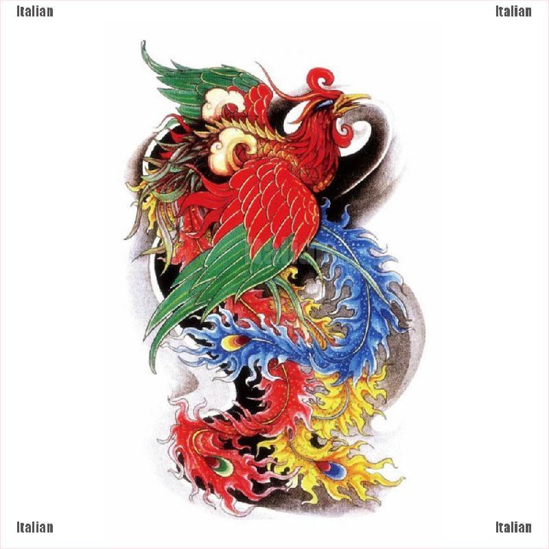 Itali 1pc Stiker Tato Temporer 3d Anti Air Gambar Burung Phoenix