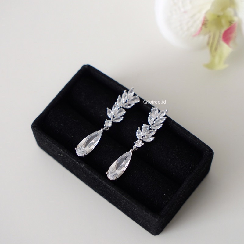 GIANNA | Wedding Collection - Zirconia Stud Dangle Bridal Earrings - Anting Wanita