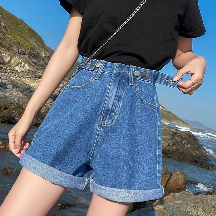 Hot - CEWEKID Kulot jeans pendek Celana hotpants jeans korean style celana pendek loose wanita pende