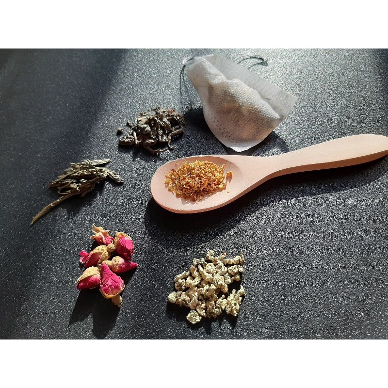 

tisane tea morning glory (White tea green tea Osmanthus Rose Lotus leaf)