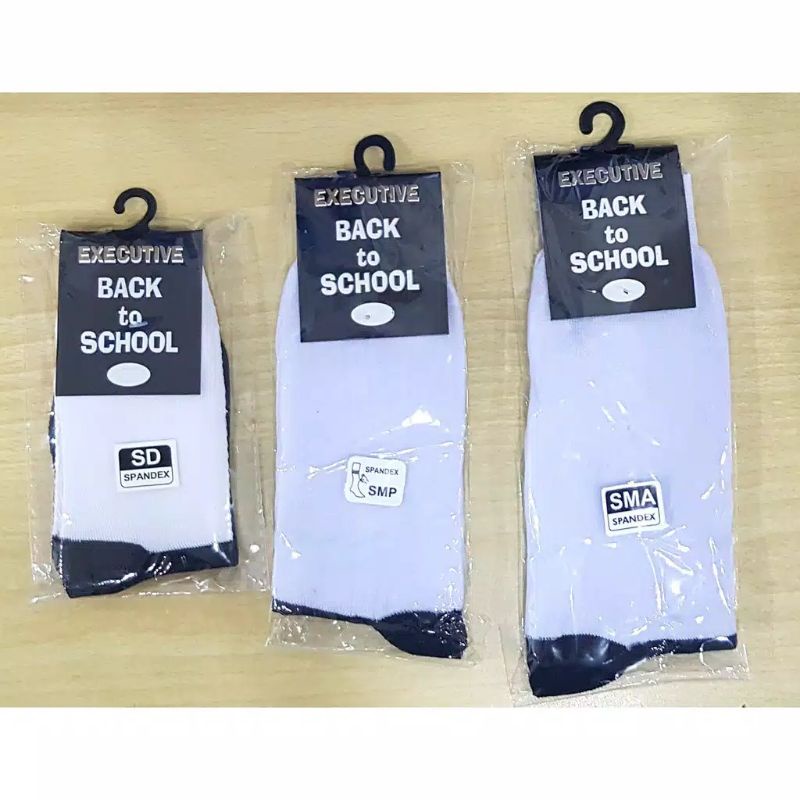 KAOS KAKI ANAK SEKOLAH SD SMP SMA HITAM PUTIH SPANDEK ADEM