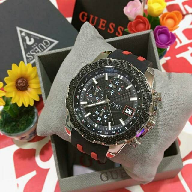 JAM TANGAN PRIA, GUESS ORIGINAL BLACK W1047G1