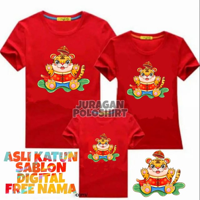 KAOS IMLEK 2022 TIGER-KAOS IMLEK FAMILY-KAOS UNISEX PRIA/WANITA-JRG21 - kaos distro imlek 2022