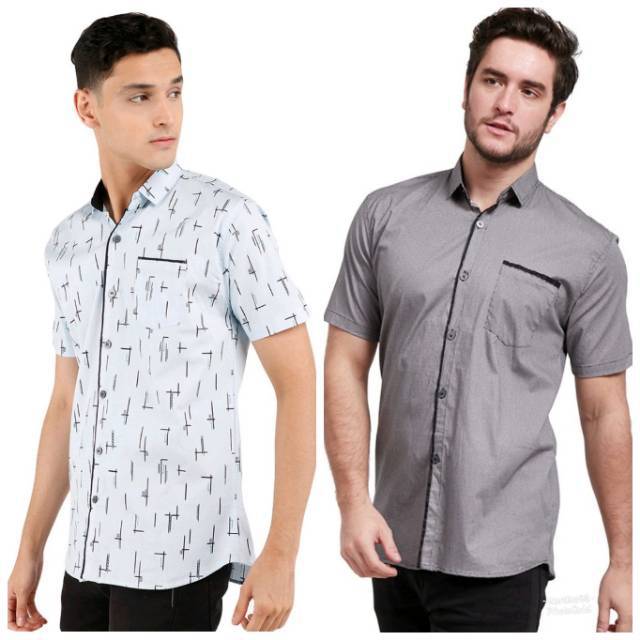 Kemeja Pria Lengan Pendek Katun Stretch by Dazed Fashion