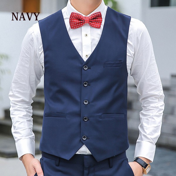 SETELAN ROMPI / VEST PRIA WARNA NAVY 2IN1 - MODERN VEST BAHAN HIGH TWIST ORIGINAL NIKAYU