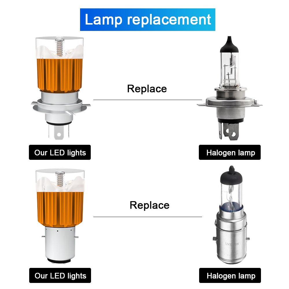 1pc Lampu Depan Motor LED H4 H6 BA20D 6000K Hi / Lo Beam Dengan Mode Kedip