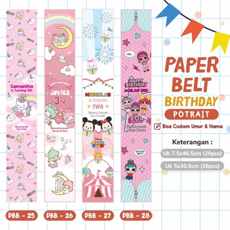 

Paper belt label kotak hampers souvenir birthday ulang tahun party anak