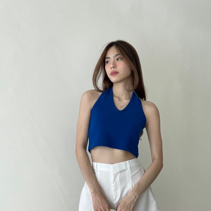 Gemma Halter Crop Top —— Ocha Wear | Two toned Knit Tanktop | Atasan Wanita Murah Berkualitas | Trendy Summer Camisole