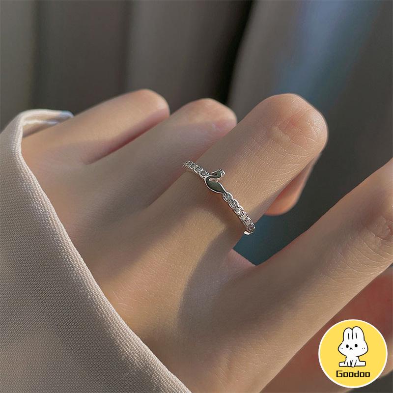 Cincin Jari Telunjuk Bentuk Angsa Kecil Model Terbuka Untuk Wanita -Doo