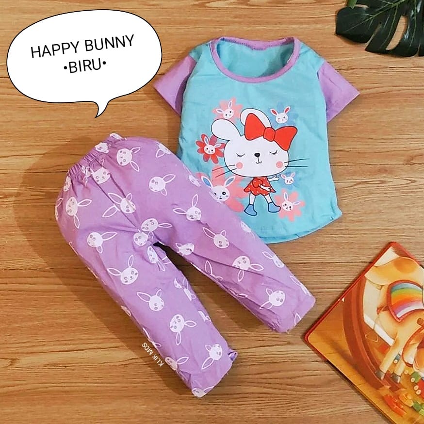 Klik Mds Setelan Baju Anak Perempuan Usia 0-18 Bulan Motif Happy Bunny