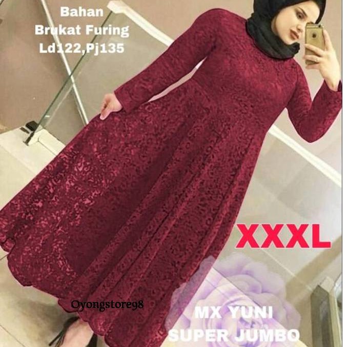 Gamis Maxi Wanita Dewasa Brukat xxxl Jumbo Dress Gamis Brokat Terbaru 2022 Trendy Murah Rd maxi yuni