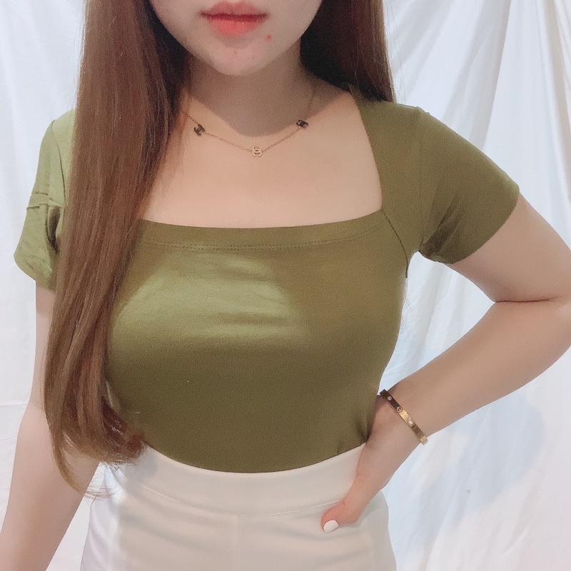 SquareNeck Top | Blouse Kaos Polos Atasan Wanita Spandex Rayon | Maimon Grosir