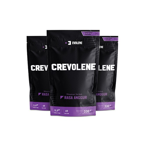 Crevolene 330gr/60x serving Penambah massa otot Suplemen fitness Pembentuk otot Kaya Nutrisi Surplus kalori Minuman susu pre-workout Evolene Evoline Evolen