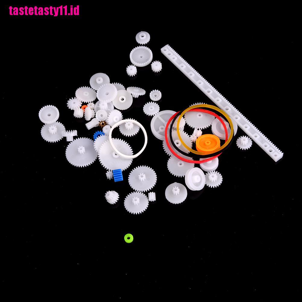 60pcs / Set Roda Gigi Plastik DIY Rak Katrol Sabuk Worm Tunggal Ganda