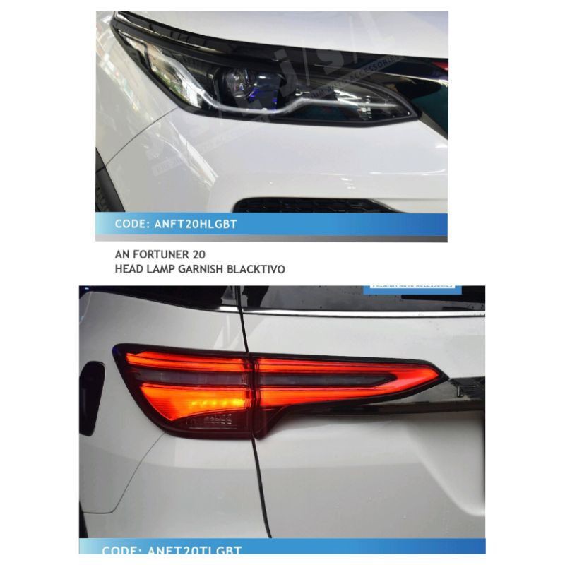 paket garnish depan belakang all new Fortuner 2021  hitam + Chrome jsl