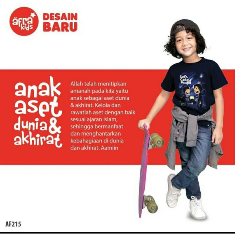 SALE Kaos Afrakids AF215 &quot;Let's Go to Masjid&quot; Lengan Pendek