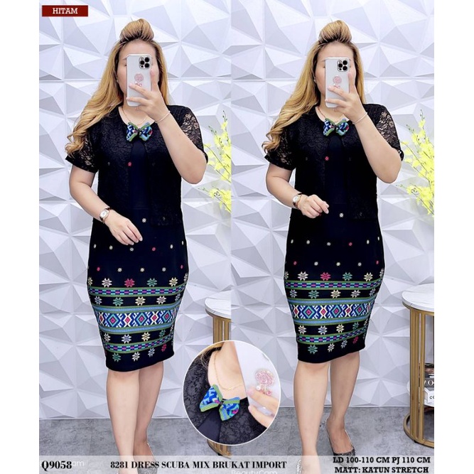 8281 DRESS SCUBA MIX BRUKAT IMPORT