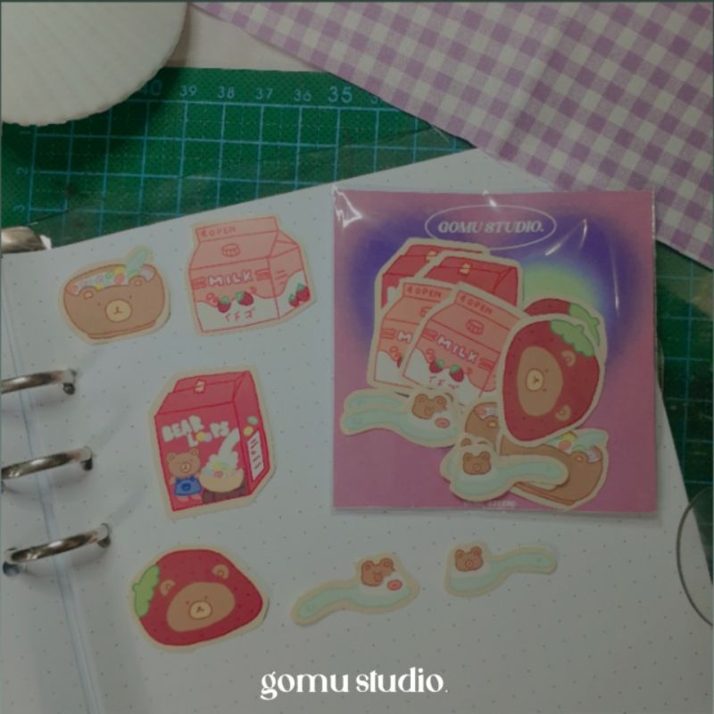 

Sticker Flakes Bearfast Cereal Froot Loops | Gomu Studio | Die Cut