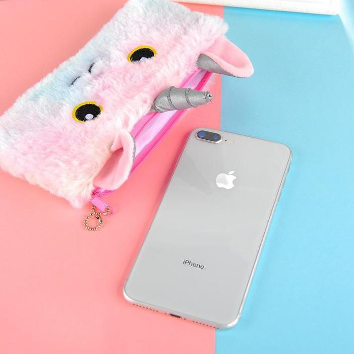 

✧Grosir✧ Dompet Tempat Pensil Bulu Muka Unicorn Warna Gradasi MCOB2613 ⋆