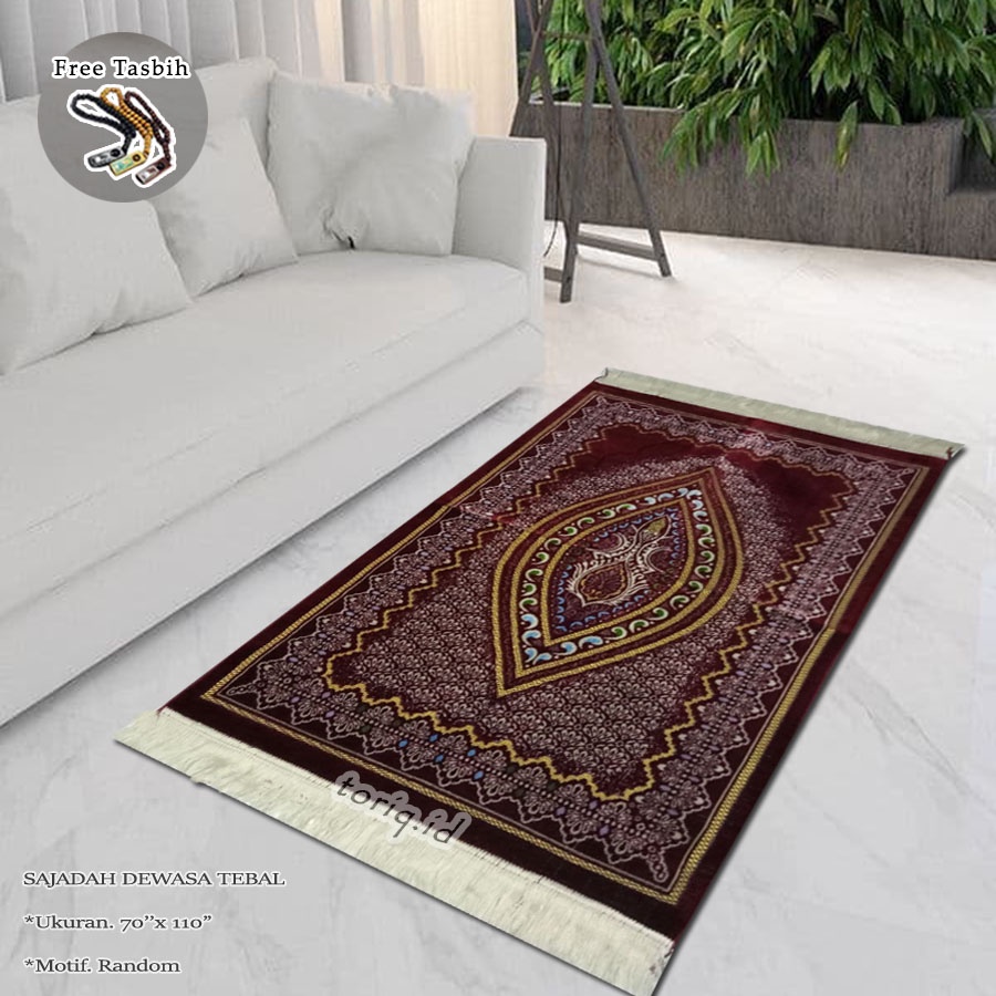 [TQ] Sajadah turki bludru premium /motif mewah/turki premium uk 70 x 110 /sajadah warna maroon/ saja