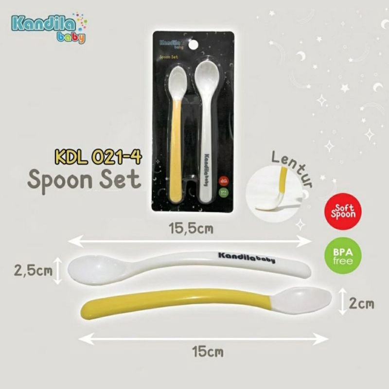 Kandila Baby Hard &amp; Soft Spoon Set KDL 021-4 - Sendok Makan Bayi Isi 2