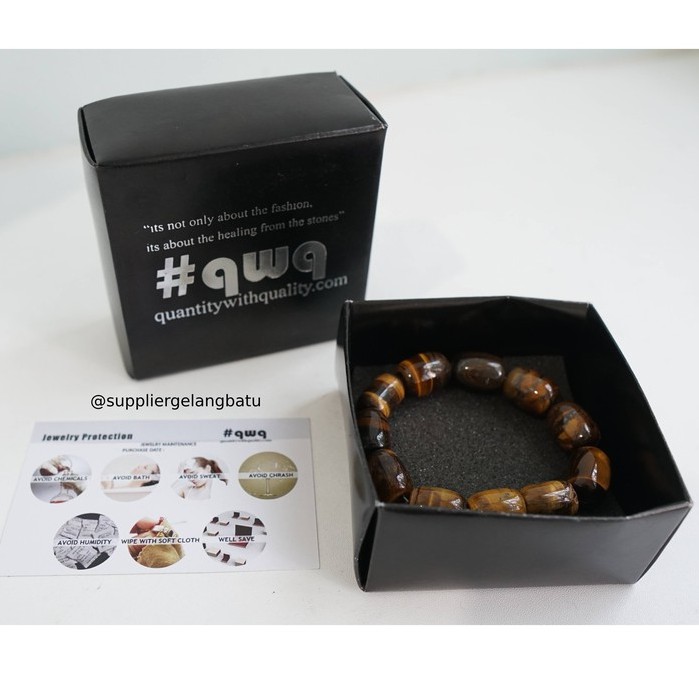 Gelang Batu TABUNG Tiger Eye biduri sepah COKELAT akik limited brown