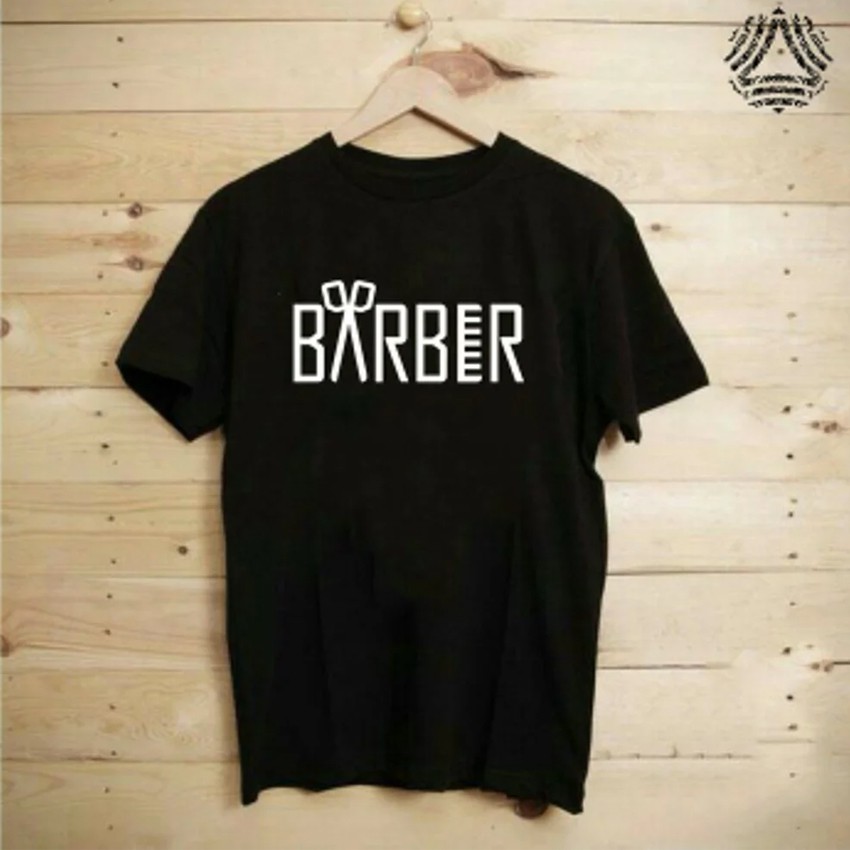 Kaos distro Barber White - Black Premium