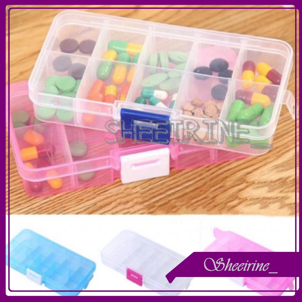 

Pill Case Kotak Tempat Obat 10 Sekat , Kancing Manik 100gr