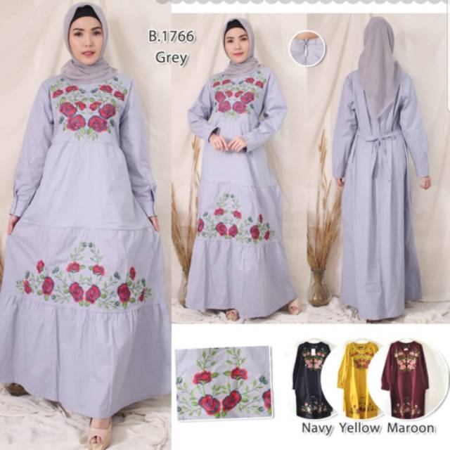 Gamis Busui Bordir Katun Stret / MeLar LD 100 CM - LD 108 CM 1766#