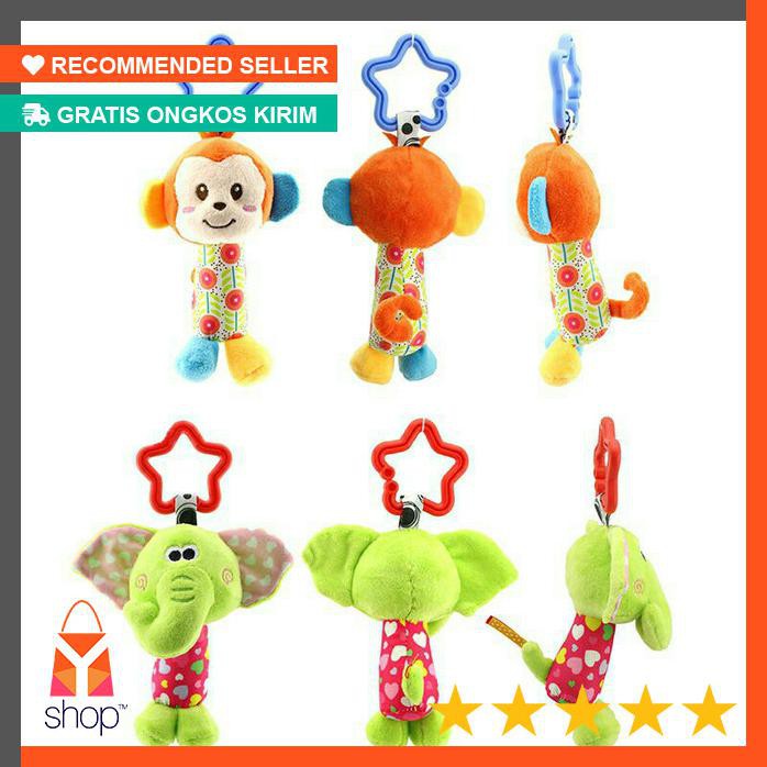 SALE  Mainan gantung untuk stroller bayi / mainan bayi rattle / boneka bunyi - A - Dog