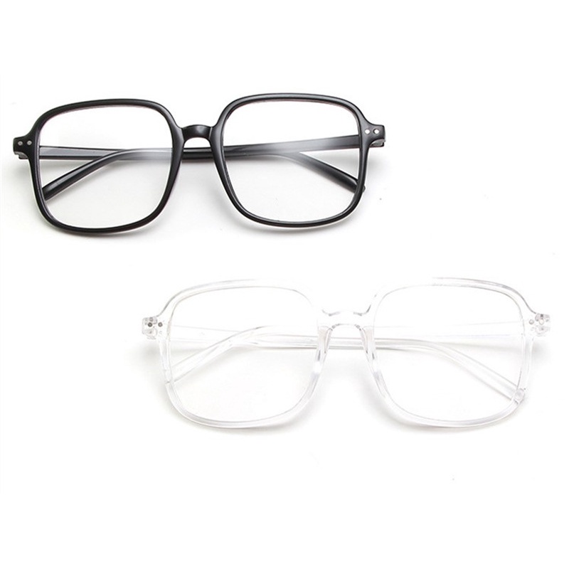 Large Square Blue Light Proof Flat Lens Transparent Frame Fashion Eyewear