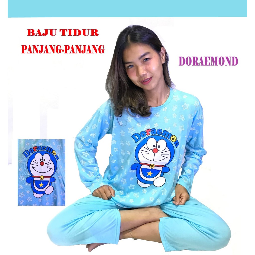 PIYAMA PEREMPUAN PP / BAJU TIDUR PANJANG PANJANG BAHAN KATUN KAOS / BABYDOLS WANITA /BAJU TIDUR CEWE-2