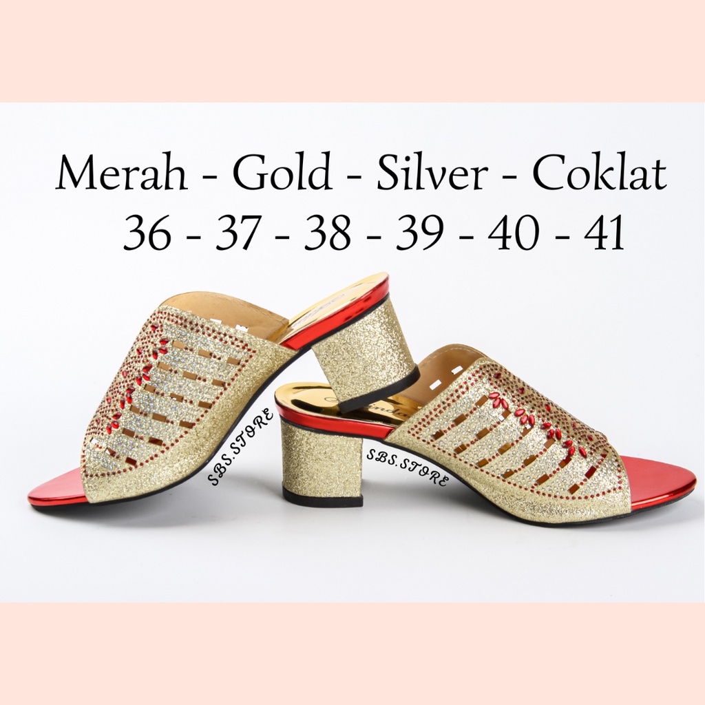 Sandal Wanita Pesta Model Payet 01 High Heels Hak Tahu 5cm Terbaru