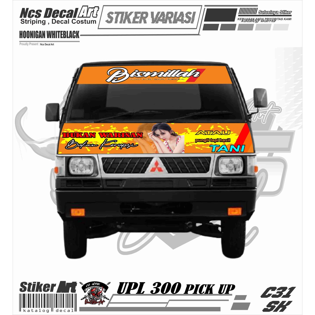 stiker depan L-300 stiker depan pick up stiker depan variasi, STIKER MOBIL PICK UP L-300