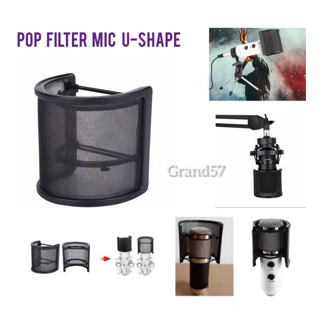 pop filter mic recording pop shield mic cover filter mic condenser u