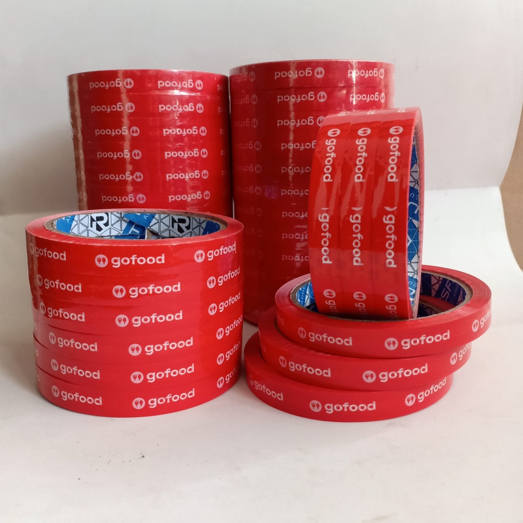 Solasi LAKBAN Online Food  GO FOOD 12mm x 50yard/ PLAKBAN / ISOLASI PRINTING GO FOOD / Lakban Printing Food Online