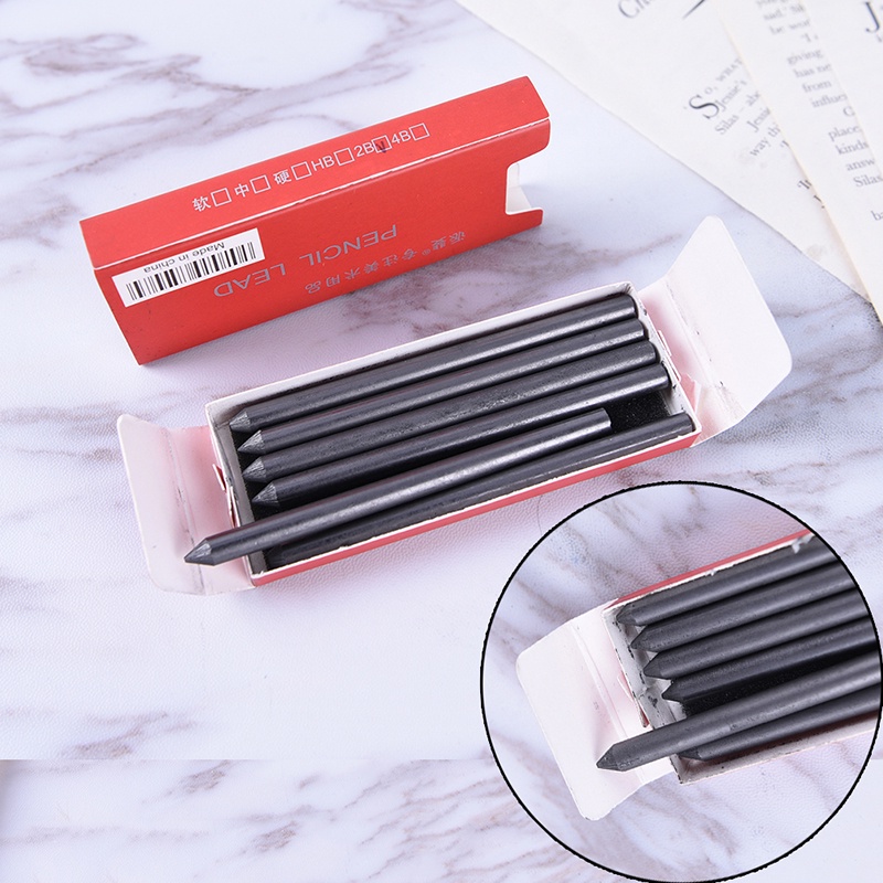 {LUCKID}5.6mm Mechanical Lead Auto Clutch Pencil Holder Refill HB 2B 4B 6B 8B 6Pcs/1 Box