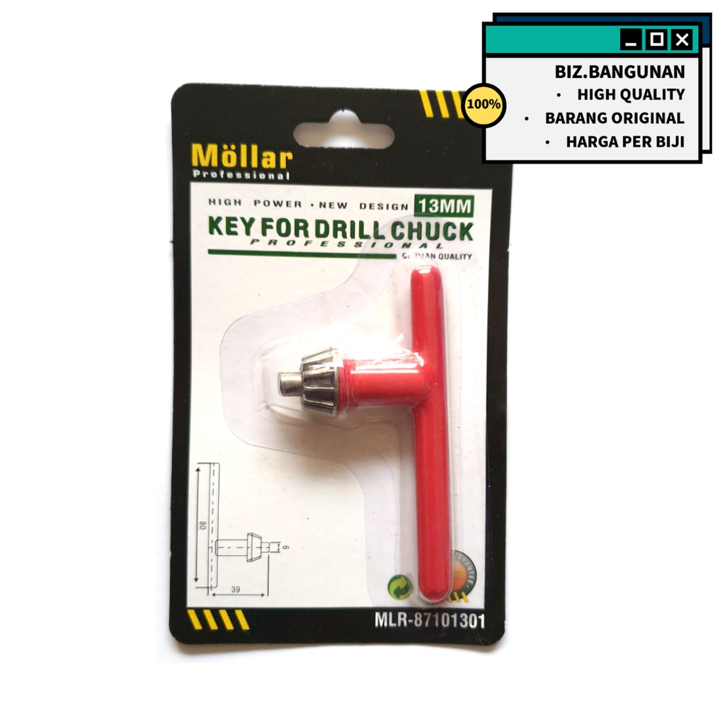 KUNCI KEPALA BOR MOLLAR 13MM - KEY FOR DRILL CHUCK 13 MM