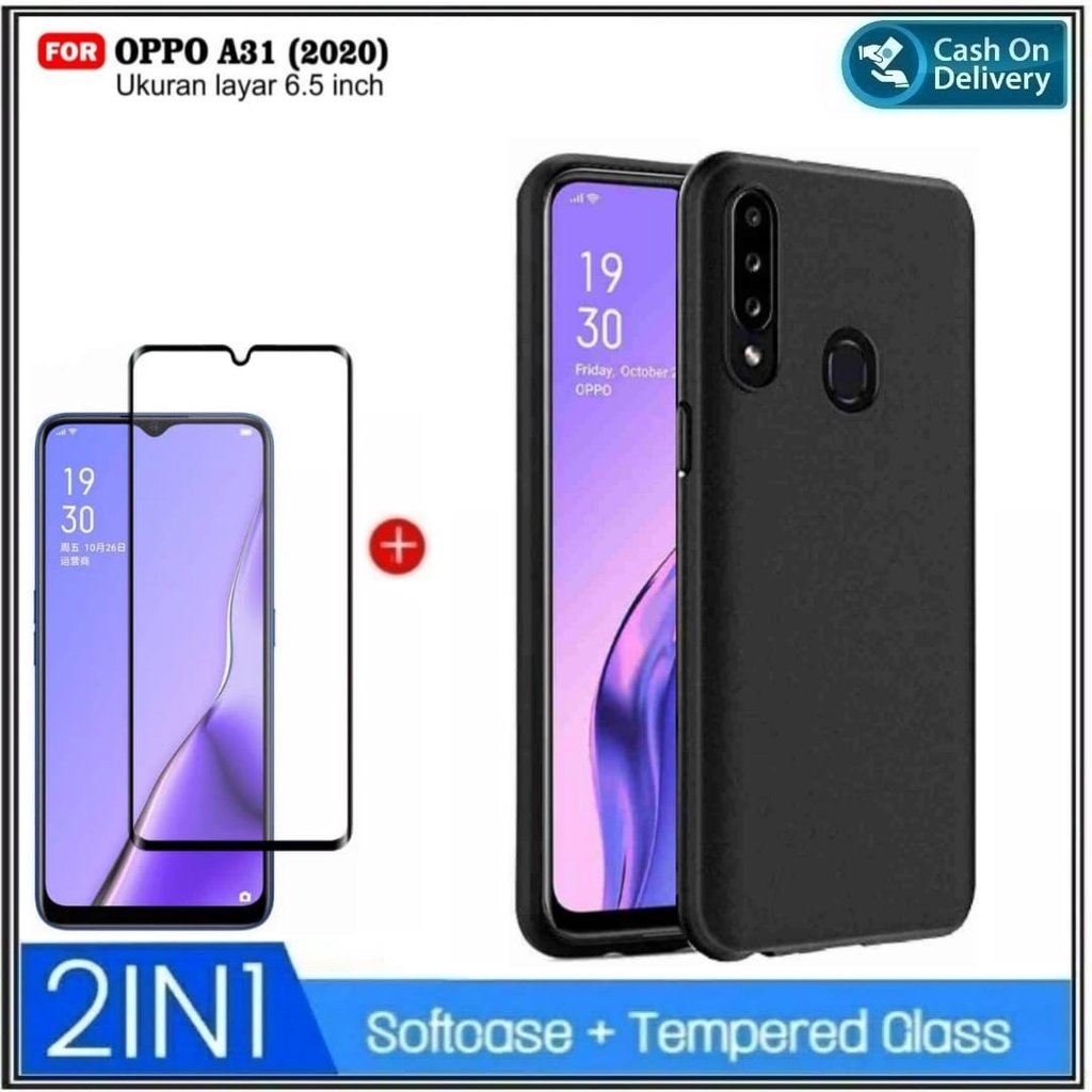 Soft Case Oppo A31 2020 Casing Premium & Full Tempered Glass