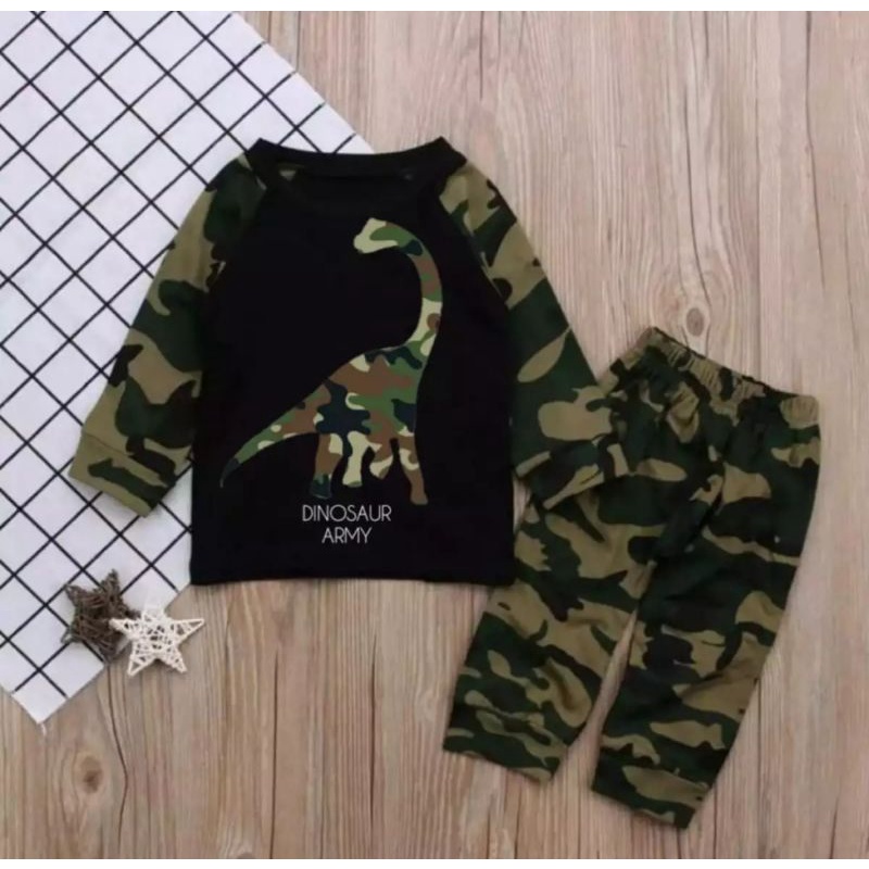 PAKAIAN ANAK/BAJU ANAK/SETELAN DINO ARMY 1- 5 TAHUN