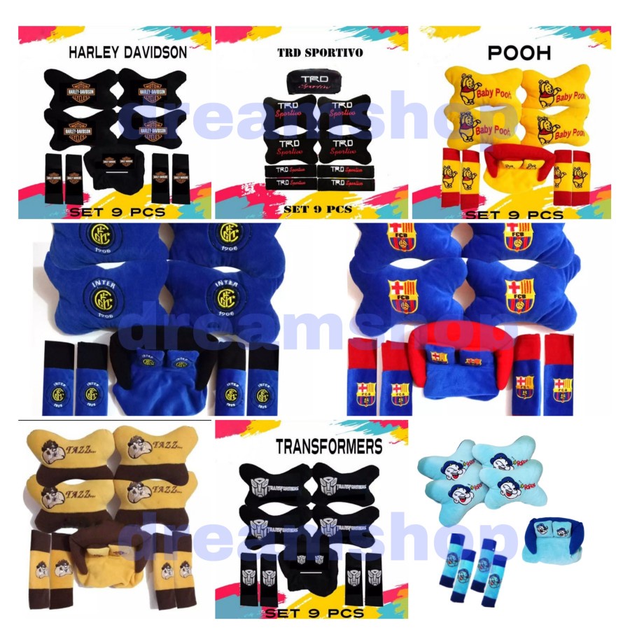 Bantal mobil 9pcs logo jersey bola