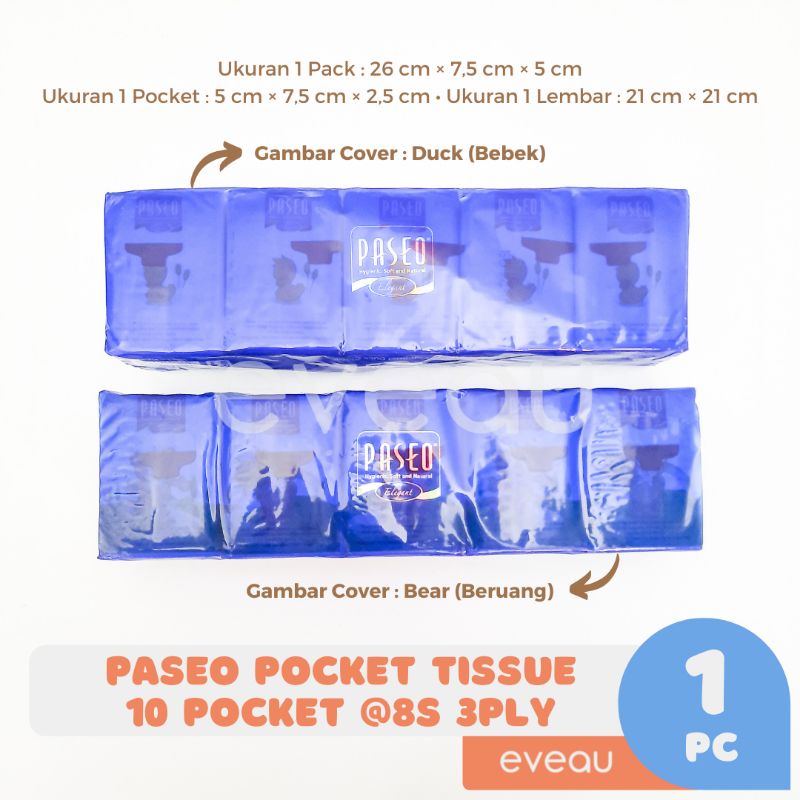 Paseo Pocket Elegant Facial Tissue Isi 10 @ 8 sheets 3 ply Tisu Wajah-2
