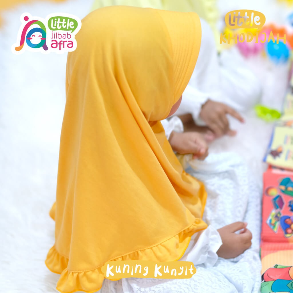 Jilbab Instan Anak Little Khodijah Kuning Kunyit - Little Jilbab Afra - Bahan Kaos, Adem &amp; Lembut