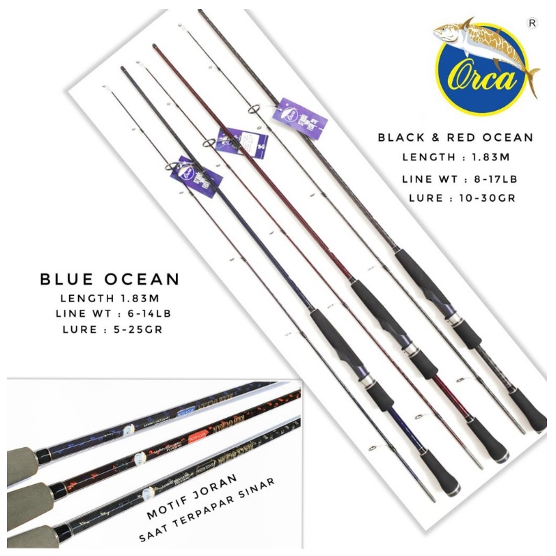 Joran Pancing 602 . 802 Orca Red Ocean dan red ocean PLUS FUJI 180 . 240