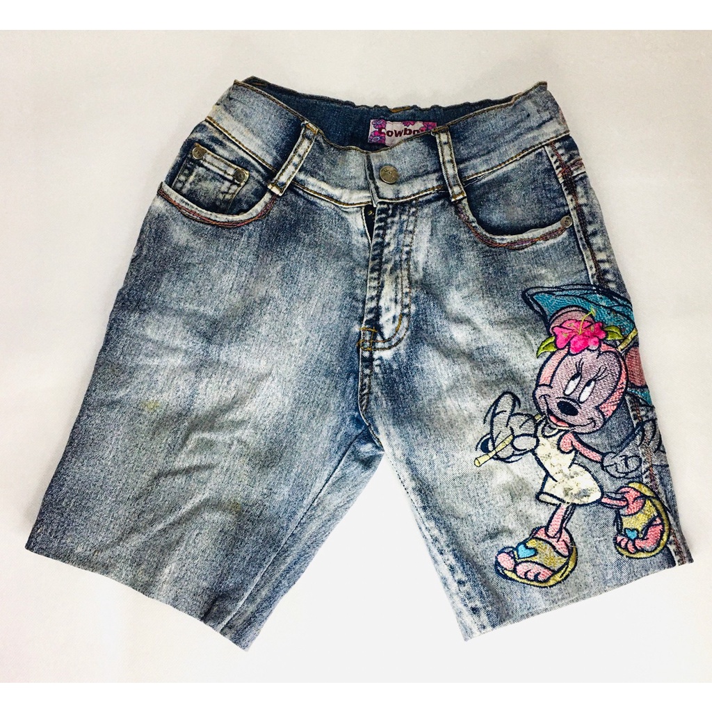 Celana pendek jeans anak perempuan / celana pendek jeans mickey mouse / celana pendek jeans wanita /