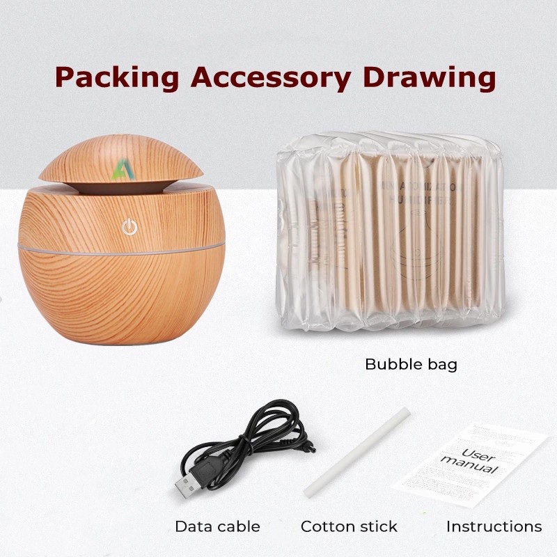 Aolida Air Humidifier diffuser Aromatherapy USB Oil Aromaterapi Pengharum Ruangan Cocok Untuk Mobil Dan Kamar Desain Kayu-4