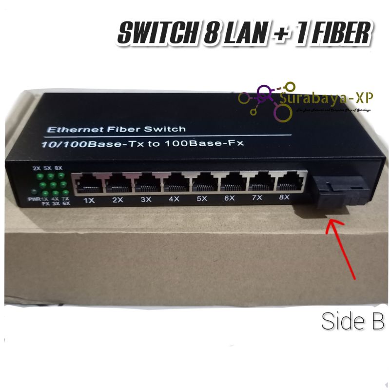 Switch konverter 1 Port FO + 8 Ethernet LAN for Converter Fiber Optik