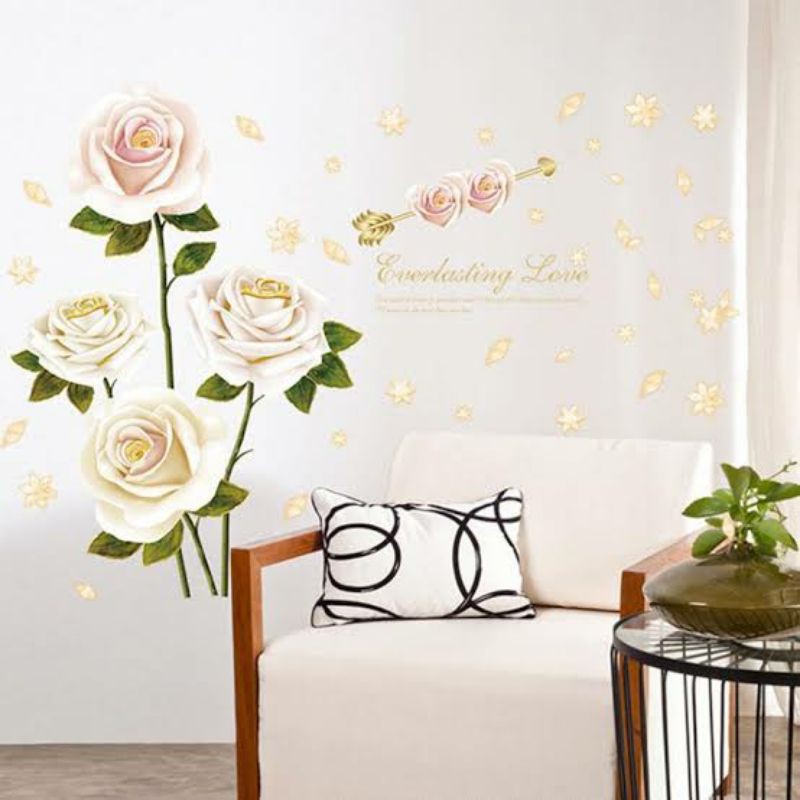 Wallsticker bunga mawar putih / SK9282